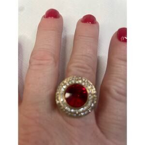Women's Cold Red Cocktail Ring Palestine 6.5 GUC